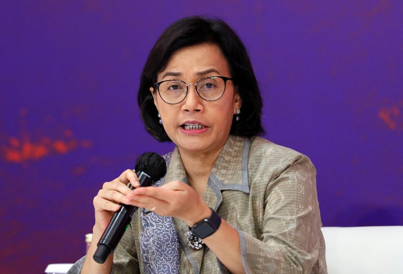 South Africa's Finance Minister Enoch Godongwana, Indonesia's Finance Minister Sri Mulyani Indrawati and India's Finance Minister Nirmala Sitharaman attend a side event on the G20 Finance Ministers and Central Bank Governors Meeting in Nusa Dua, Bali, Indonesia, 14 July 2022. Made Nagi/Pool via REUTERS