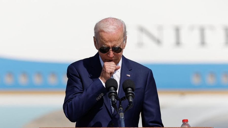 U.S. President Joe Biden delivers remarks during welcoming ceremony at Ben Gurion International Airport in Lod, near Tel Aviv, Israel, July 13, 2022. REUTERS/Amir Cohen