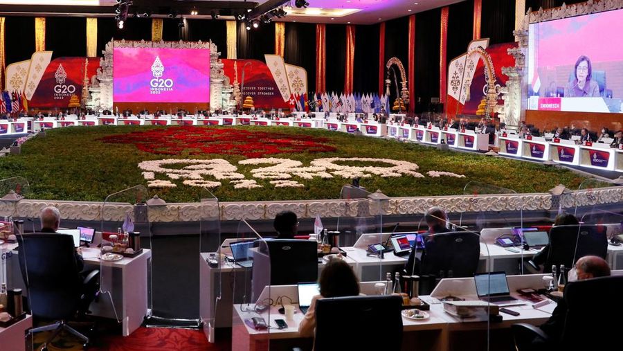 G20 Finance Ministers, Central Bank Governors and head of delegates attend the G20 Finance Ministers and Central Bank Governors Meeting in Nusa Dua, Bali, Indonesia, 15 July 2022. Made Nagi/Pool via REUTERS