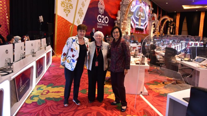 Menkeu RI Sri Mulyani, Menkeu AS Janet Yellen, Direktur Pelaksana IMF Kristalina Ivanova (Dok.Kemenkeu)