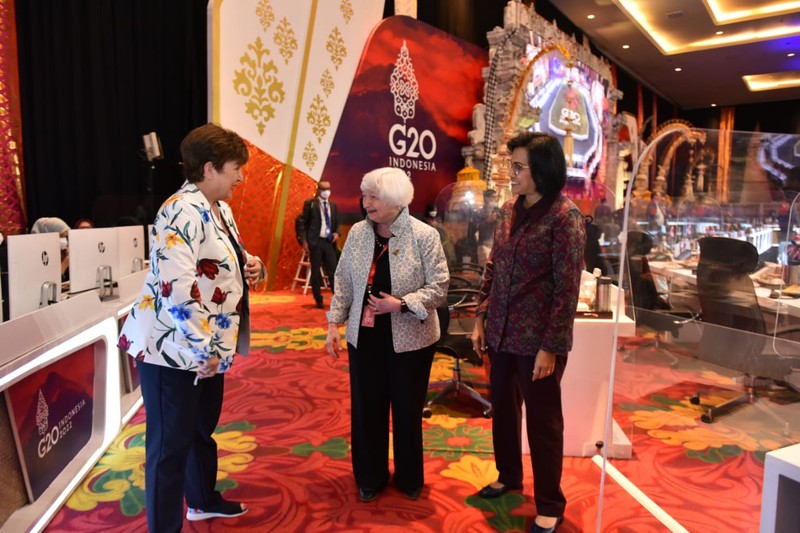 Menkeu RI Sri Mulyani, Menkeu AS Janet Yellen, Direktur Pelaksana IMF Kristalina Ivanova (Dok.Kemenkeu)