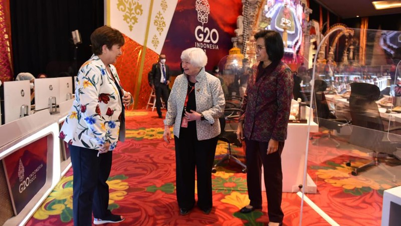 Menkeu RI Sri Mulyani, Menkeu AS Janet Yellen, Direktur Pelaksana IMF Kristalina Ivanova (Dok.Kemenkeu)