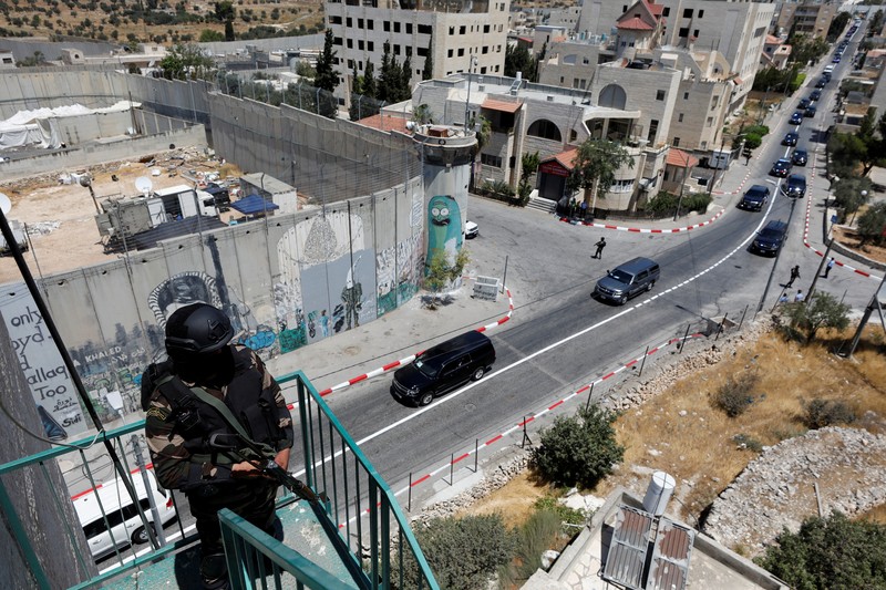 USA-PALESTINIANS/BIDEN-ABBAS U.S. President Joe Biden shakes hands with Palestinian President Mahmoud Abbas at the Presidential Compound, in Bethlehem, in the Israeli-occupied West Bank July 15, 2022. REUTERS/Evelyn Hockstein