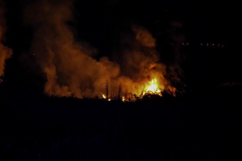 Kecelakaan Terbakar Pesawat Kargo Antonov An-12 milik perusahaan Ukraina, dekat Kavala, Yunani Api berkobar di lokasi jatuhnya pesawat kargo Antonov An-12 milik perusahaan Ukraina, dekat Kavala, Yunani, Sabtu (16/7/2022). Pesawat kargo itu dalam perjalanan dari Serbia ke Yordania. Sebelum kejadian, pesawat telah meminta izin untuk melakukan pendaratan darurat di Bandara Kavala terdekat. Tetapi pesawat tidak berhasil mencapainya. (Laskaris Tsotsas/Eurokinissi via REUTERS)