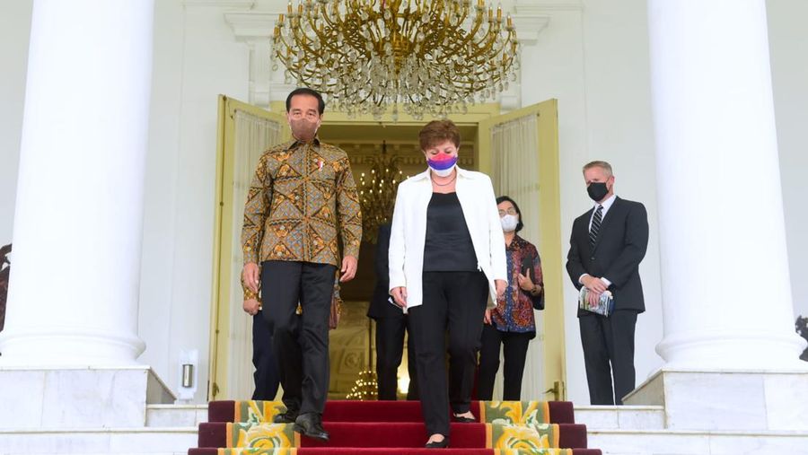 Managing Director IMF, Kristalina Georgieva  bertemu Presiden Joko Widodo di Istana Bogor, Minggu (17/7/2022). (Foto: Muchlis Jr - Biro Pers Sekretariat Presiden)
