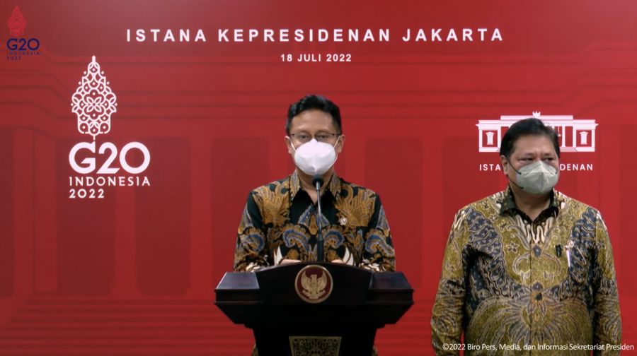 Keterangan Pers Rapat Terbatas Evaluasi PPKM, Kantor Presiden, 18 Juli 2022. (Tangkapan layar)