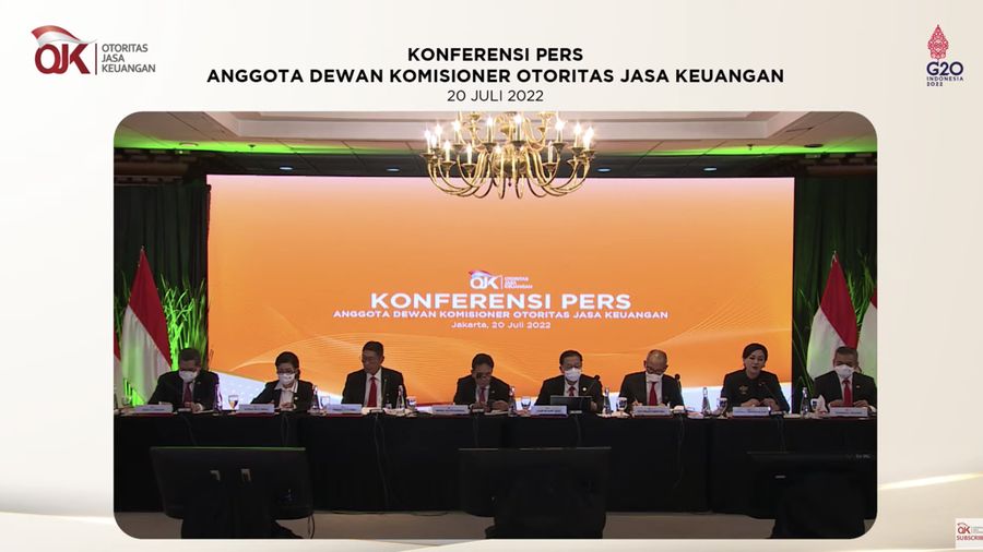 Konferensi Pers Anggota Dewan Komisioner OJK, Rabu (20/7/2022). (Tangkapan layar youtube Otoritas Jasa Keuangan)