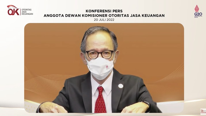 Konferensi Pers Anggota Dewan Komisioner OJK, Rabu (20/7/2022). (Tangkapan layar youtube Otoritas Jasa Keuangan) Konferensi Pers Anggota Dewan Komisioner OJK, Rabu (20/7/2022). (Tangkapan layar youtube Otoritas Jasa Keuangan)