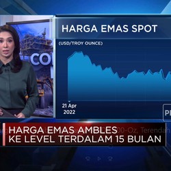 Harga Emas Ambles ke Bawah USD 1.700/Oz, Terendah 15 Bulan