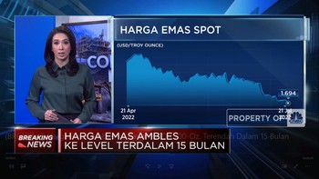Harga Emas Ambles ke Bawah USD 1.700/Oz, Terendah 15 Bulan