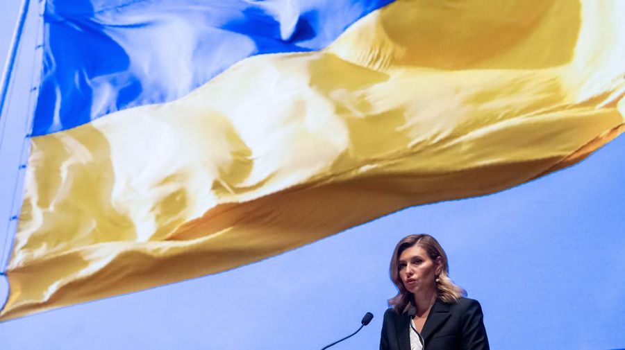Ibu Negara Ukraina Olena Zelenska berbicara kepada anggota Kongres AS tentang invasi Rusia ke Ukraina, di Auditorium Pusat Pengunjung Capitol AS pada 20 Juli 2022, di Washington, DC. (Getty Images/Pool)