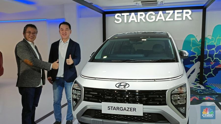 Hyundai resmi memperkenalkan Stargazer sebagai MPV terbarunya di Hyundai Driving Experience di SCBD Sudirman, Jumat (22/7/22). (CNBC Indonesia/Ferry Sandi)