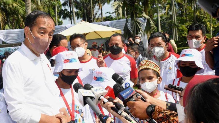 Presiden Joko Widodo menghadiri acara peringatan Hari Anak Nasional yang digelar di Kebun Raya Bogor, Jawa Barat, pada Sabtu, 23 Juli 2022. (Rusman - Biro Pers Sekretariat Presiden)