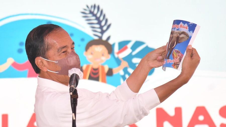 Presiden Joko Widodo menghadiri acara peringatan Hari Anak Nasional yang digelar di Kebun Raya Bogor, Jawa Barat, pada Sabtu, 23 Juli 2022. (Rusman - Biro Pers Sekretariat Presiden)