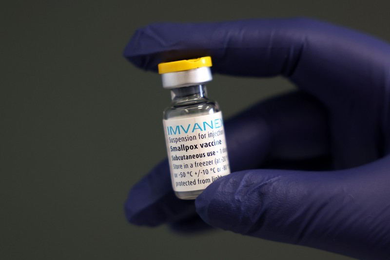 1242065754 LONDON, ENGLAND - JULY 23: Nurse, Gabby Monk administers a dose of the monkeypox vaccine on July 23, 2022 in London, England. The NHS is expanding its rollout in London as monkeypox cases continue to increase in the capital. Monkeypox, a rare disease, is part of the same family of viruses as smallpox. (Photo by Hollie Adams/Getty Images)