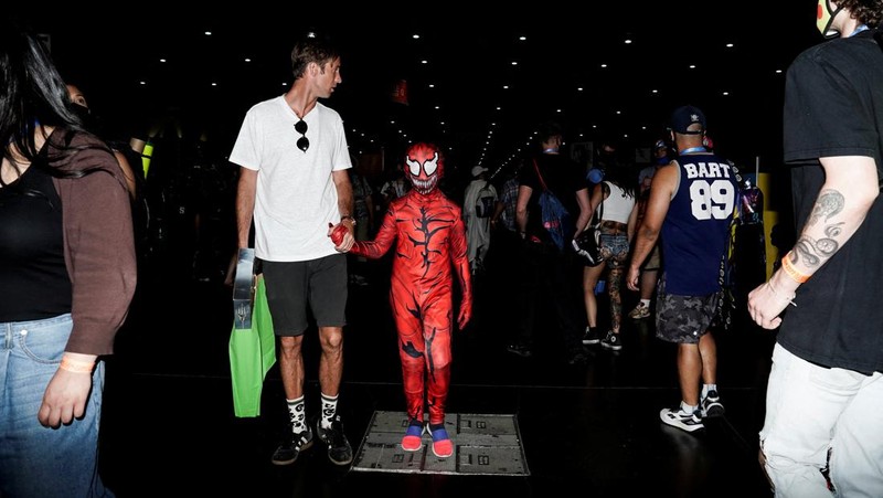 Performers cosplay as characters from the Netflix animated series Farzar to promote the show, outside Comic-Con International in San Diego, California, U.S., July 22, 2022. REUTERS/Bing Guan