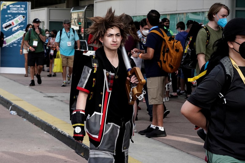 Performers cosplay as characters from the Netflix animated series Farzar to promote the show, outside Comic-Con International in San Diego, California, U.S., July 22, 2022. REUTERS/Bing Guan