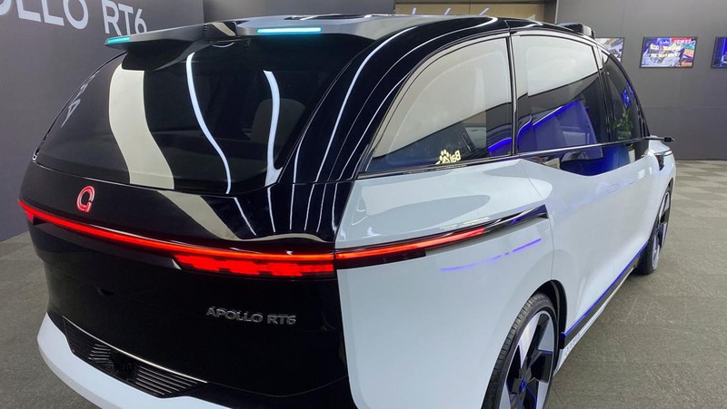 This picture taken on July 20, 2022 shows Baidu's Apollo RT6 next-generation autonomous vehicle during its unveiling in Beijing. - The Apollo RT6 is designed for fully autonomous driving with detachable steering wheel, and is set to join the Apollo Go ride-hailing service starting in 2023. (Photo by Noel Celis / AFP) (Photo by NOEL CELIS/AFP via Getty Images)