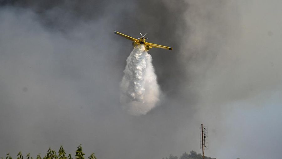 Kebakaran hutan berkobar dekat resor Vatera di Lesbos, Yunani (REUTERS/EUROKINISSI)