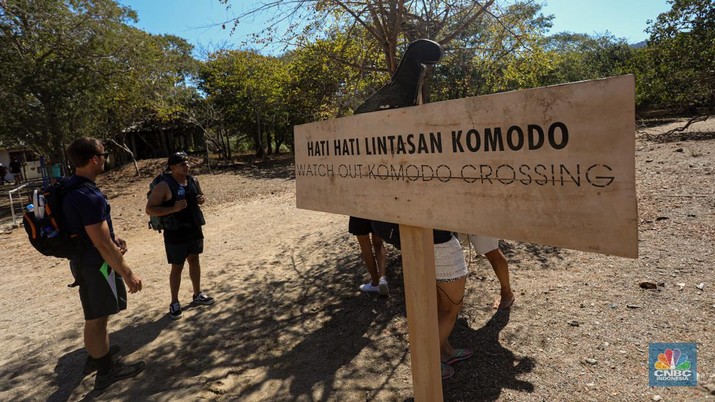 Pulau Komodo Wisatawan berkunjung di Taman Nasional Komodo, Pulau Komodo, Nusa Tenggara Timur, Minggu (24/7/2022). (CNBC Indonesia/ Andrean Kristianto)