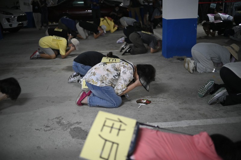 Taiwan menggelar simulasi perang terutama serangan udara sebagai antisipasi menghadapi ancaman China. (AFP via Getty Images/SAM YEH) Taiwan menggelar simulasi perang terutama serangan udara sebagai antisipasi menghadapi ancaman China. (AFP via Getty Images/SAM YEH)
