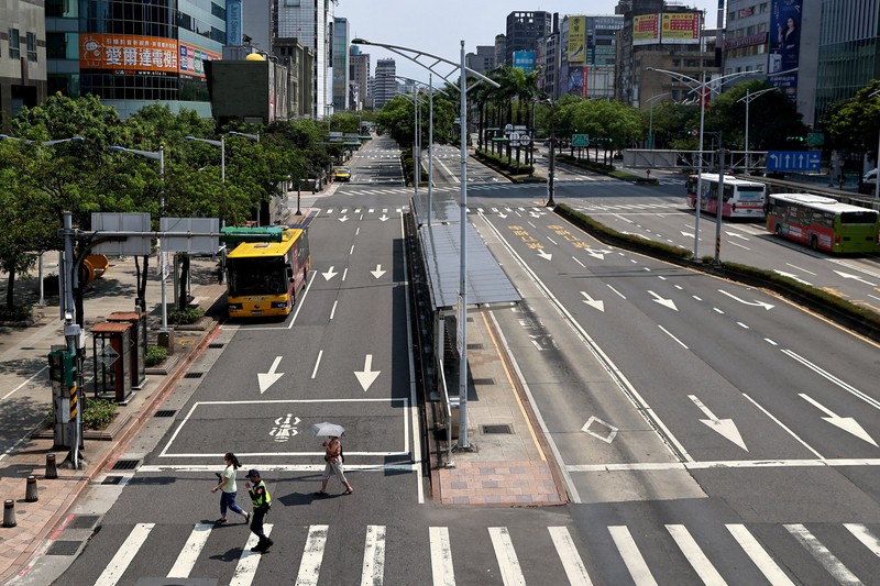 Taiwan menggelar simulasi perang terutama serangan udara sebagai antisipasi menghadapi ancaman China. (AFP via Getty Images/SAM YEH)