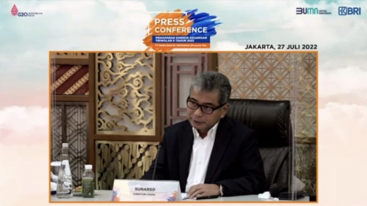 Sunarso Dirut BRI dalam acara press conference kinerja keuangan BRI kuartal II 2022 (Tangkapan layar zoom) Sunarso Dirut BRI dalam acara press conference kinerja keuangan BRI kuartal II 2022 (Tangkapan layar zoom)