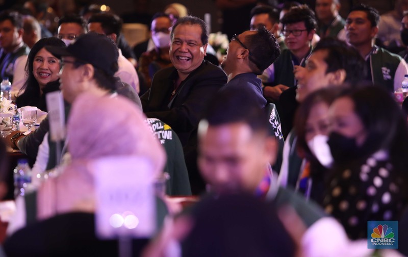 Chairman CT Corp Chairul Tanjung di acara Tanda Syukur 60th si Anak Singkong. Acara itu digelar dalam rangkaian program Tanda Syukur memperingati ulang tahun ke-60 Chairul Tanjung. (CNBC Indonesia/Muhammad Sabki)