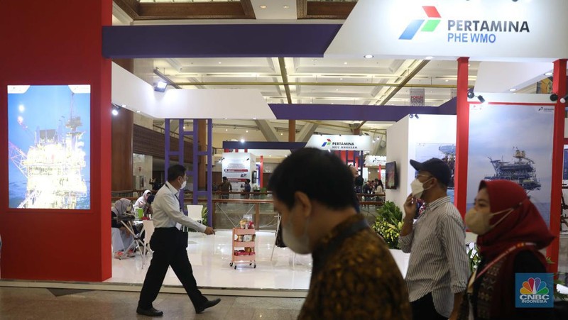 UMKM hasil binaan dari berbagai Industri Migas yang ikut di acara Forum Kapasitas Nasional II 2022 di Jakarta, Kamis, (28/7/2022). (CNBC Indonesia/Muhammad Sabki)