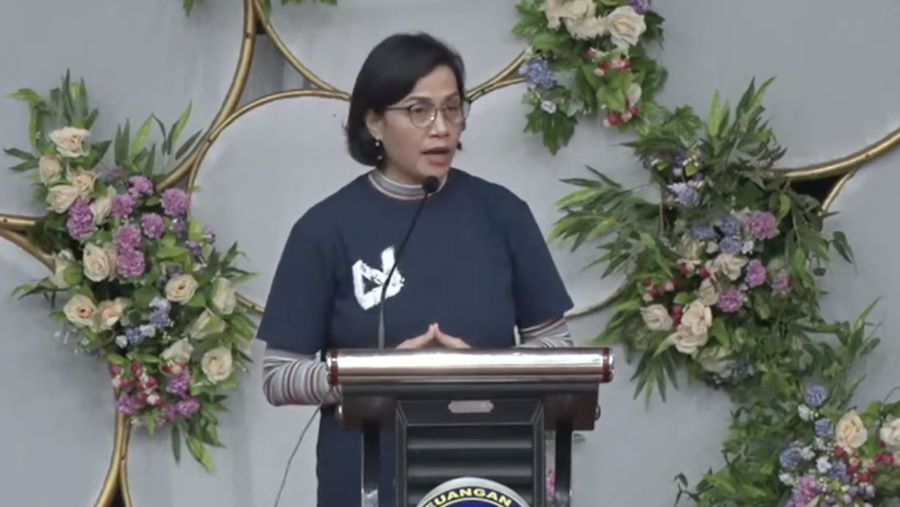 Menteri Keuangan Sri Mulyani di acara Seremoni Dies Natalis VII Politeknik Keuangan Negara STAN