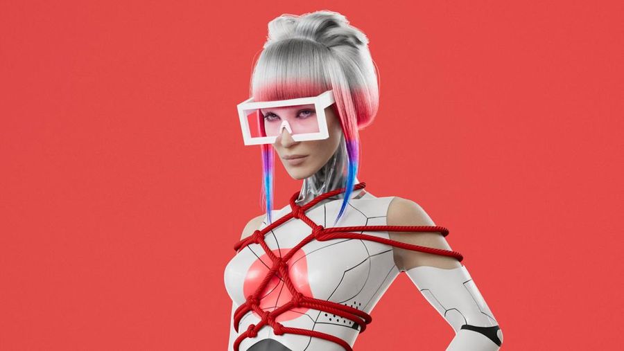 An image from CY-B3LLA, model Bella Hadid?s new NFT collection is seen in this undated handout image obtained by Reuters on July 22, 2022. reBASE/Handout via REUTERS ATTENTION EDITORS- THIS IMAGE HAS BEEN SUPPLIED BY A THIRD PARTY. MANDATORY CREDIT NO RESALES. NO ARCHIVES