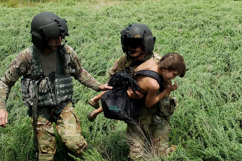 USA-WEATHER/FLOODING A flooded area is flown over by a Kentucky National Guard helicopter deployed in response to a declared state of emergency in eastern Kentucky, U.S. July 27, 2022. U.S. Army National Guard/Handout via REUTERS THIS IMAGE HAS BEEN SUPPLIED BY A THIRD PARTY.