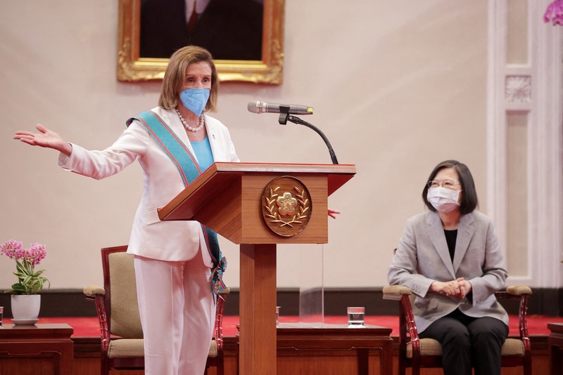 ASIA-PELOSI/ U.S. House of Representatives Speaker Nancy Pelosi visits the parliament in Taipei, Taiwan August 3, 2022. REUTERS/Ann Wang