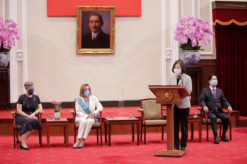 ASIA-PELOSI/ U.S. House of Representatives Speaker Nancy Pelosi visits the parliament in Taipei, Taiwan August 3, 2022. REUTERS/Ann Wang