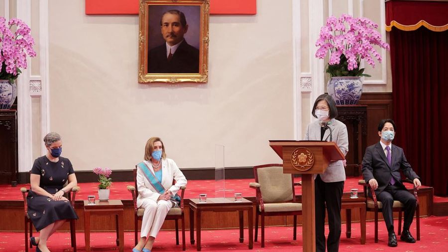 U.S. House of Representatives Speaker Nancy Pelosi visits the parliament in Taipei, Taiwan August 3, 2022. REUTERS/Ann Wang