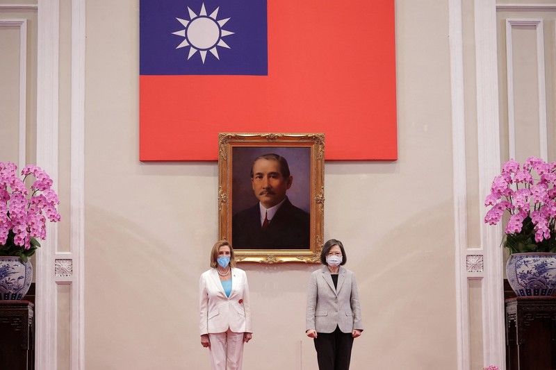 ASIA-PELOSI/ U.S. House of Representatives Speaker Nancy Pelosi visits the parliament in Taipei, Taiwan August 3, 2022. REUTERS/Ann Wang