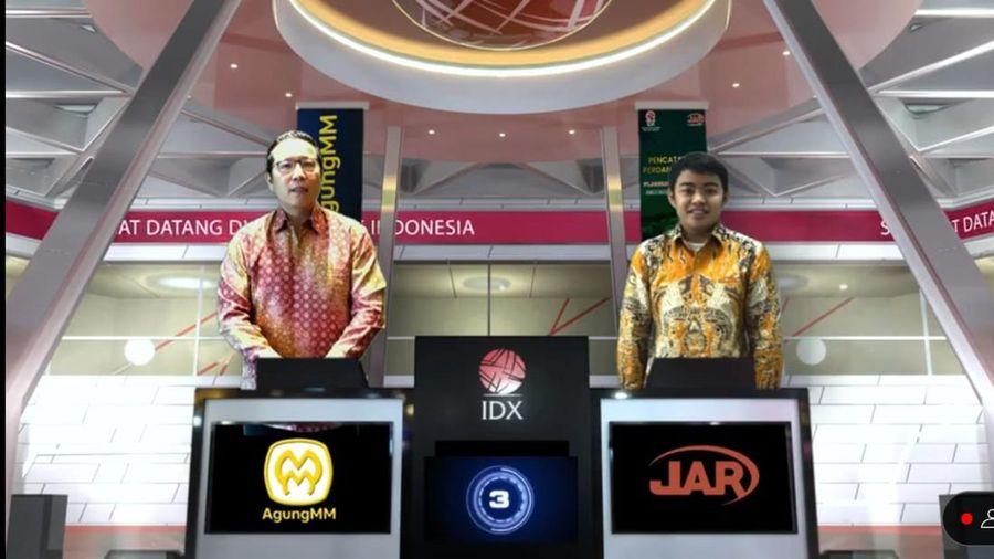 Pencatatan perdana  PT Agung Menjangan Mas Tbk (AMMS) dan PT Jhonlin Agro Raya Tbk (JARR). (Tangkapan Layar)