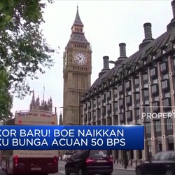 BoE Kerek Suku Bunga 50 BPS, Kenaikan Tertinggi Sejak 1995
