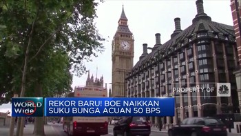 BoE Kerek Suku Bunga 50 BPS, Kenaikan Tertinggi Sejak 1995