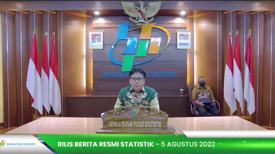 Kepala Badan Pusat Statistik (BPS), Margo Yuwono Menyampaikan Rilis mengumumkan: Pertumbuhan Ekonomi Indonesia Triwulan II 2022 (Tangkapan Layar via Youtube BPS)