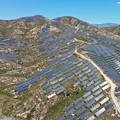 ZHANGJIAKOU, CHINA - AUGUST 6, 2022 - An aerial photo shows a photovoltaic power station on barren mountain in Zhangjiakou, Hebei province, Aug 6, 2022. (Photo credit should read CFOTO/Future Publishing via Getty Images)