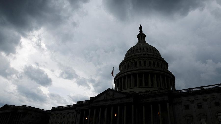 A lightning strike hits a tree in Lafayette Park across from the White House, killing two people and injuring two others below, during an August 4 evening thunderstom as seen in this framegrab from a Reuters TV video camera mounted on a nearby rooftop in Washington, U.S. August 4, 2022.   REUTERS/REUTERS TV