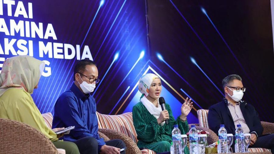 Direktur utama Pertamina, Nicke Widyawati dalam acara satu tahun alih kelola Blok Rokan (Dok. Pertamina)