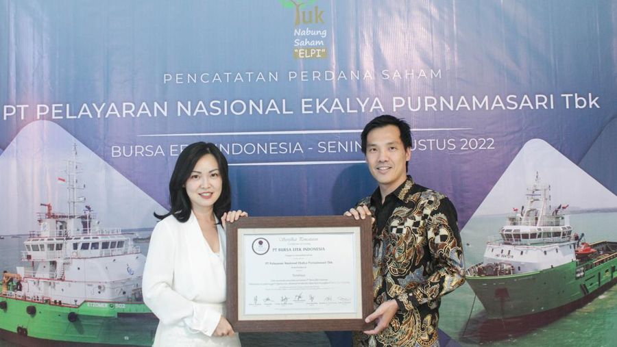 Pecatatan perdana Pelayaran Nasional Ekalya Purnamasari (ELPI) di BEI. (Dok. ist)