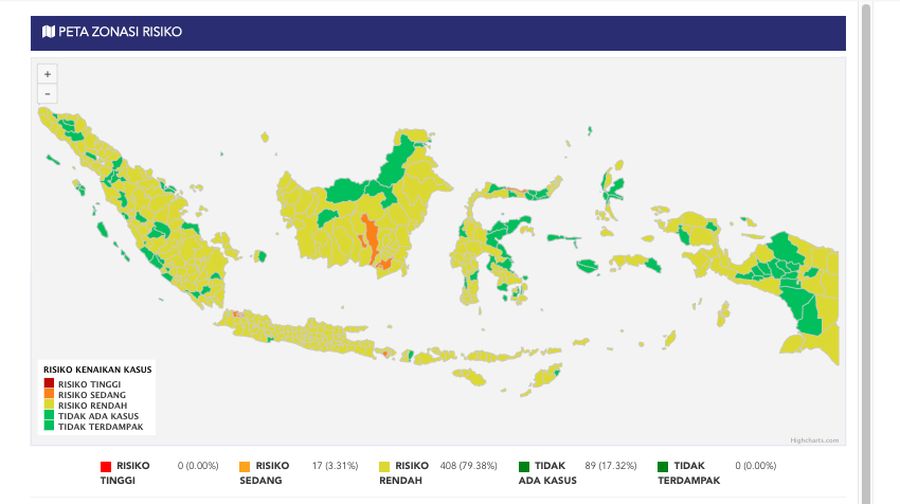 Peta Zonasi Risiko Covid-19 per 31 Juli 2022 (Tangkapan Layar via covid19.go.id)