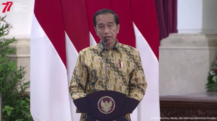 Presiden Joko Widodo Memberikan Sambutan Saat Menerima Penghargaan dari International Rice Research Institute Kepada Pemerintah RI. (Tangkapan Layar via Youtube Sekretariat Presiden)