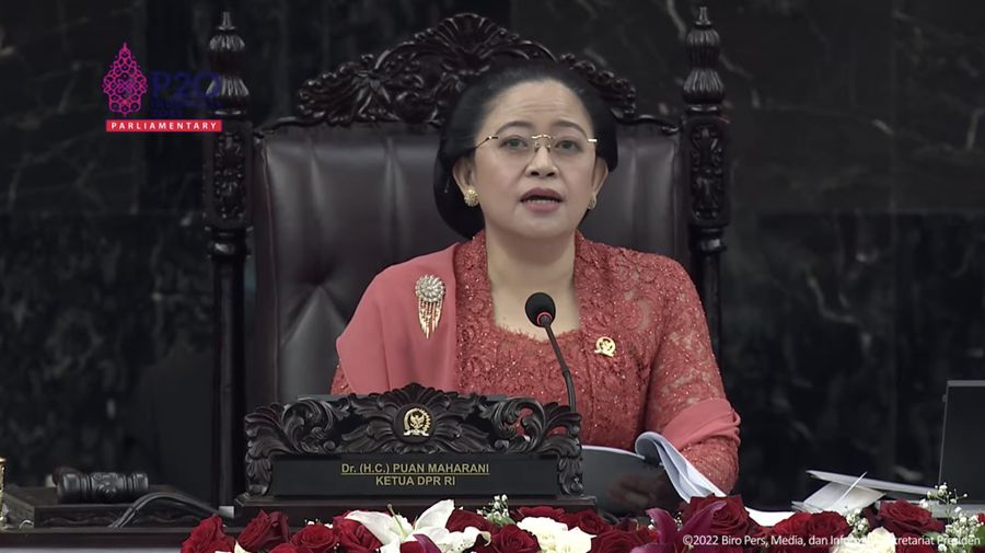 Ketua DPR RI Puan Maharani pada Sidang Tahunan MPR-RI dan Sidang Bersama DPR RI dan DPD RI Tahun 2022. (Tangkapan Layar via Youtube Sekretariat Presiden)