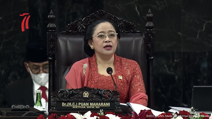 Ketua DPR RI, Puan Maharani Saat Membuka Rapat Paripurna Masa Sidang 1 Tahun Sidang 2022-2023. (Tangkapan Layar via Youtube Sekretariat Presien)