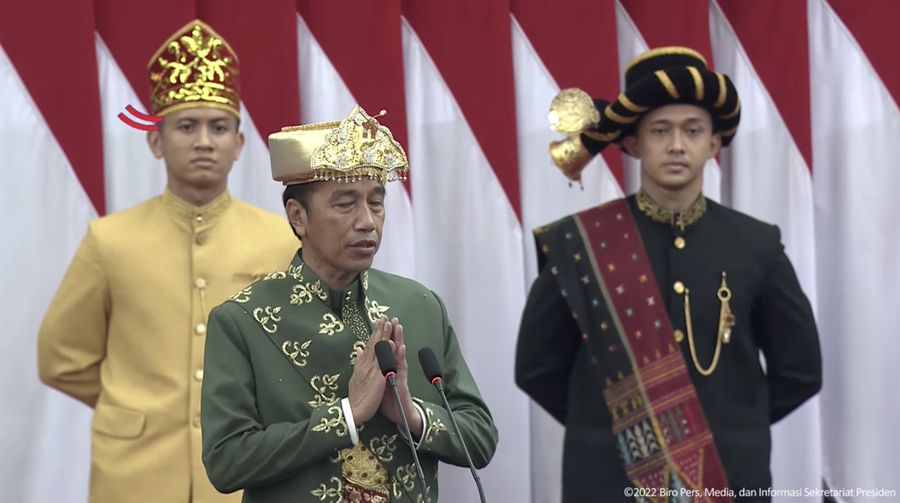 Pidato Presiden Joko Widodo pada Sidang Tahunan MPR-RI dan Sidang Bersama DPR RI dan DPD RI Tahun 2022. (Tangkapan Layar via Youtube Sekretariat Presiden)