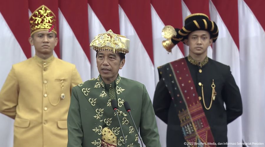 Pidato Presiden Joko Widodo pada Sidang Tahunan MPR-RI dan Sidang Bersama DPR RI dan DPD RI Tahun 2022. (Tangkapan Layar via Youtube Sekretariat Presiden)